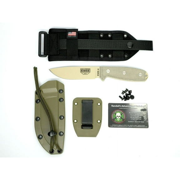 ESEE Knives ESEE-4 Half Serrated Desert Tan 1095/OD Green Micarta with Kydex Sheath