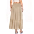 thumbnail image 5 of GJSYRH Women's Summer Casual Elegant Smock Layered Tiered Maxi Skirt High Waisted A Line Flowy Long Skirts with Pockets Beige S, 5 of 6