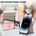 thumbnail image 5 of Dteck Crossbody Wallet Case for iPhone 14 Pro Max with Card Holder, Zipper Card Slot Shockproof Purse Cover with Removable Lanyard 6.7 Inch,Pink, 5 of 8