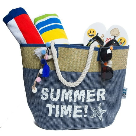 Beach Bag Straw Tote Sy Handles Zipper Two Beach Bag Straw Tote Sy Handles Zipper Two Pockets Inside