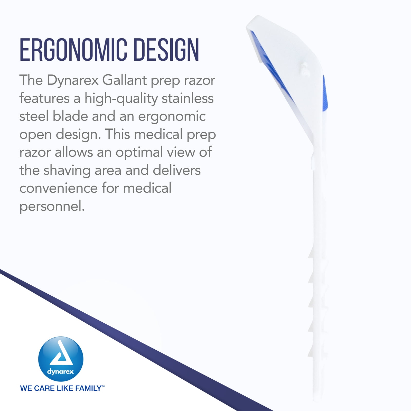 Dynarex Gallant Disposable Prep Razors, Ideal before ECG and other Procedures, Disposable Razors with Open Design, Ergonomic Surgical Prep Razors, 1 Case of 250 Gallant Prep Razors (5 Boxes of 50)