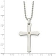thumbnail image 5 of Chisel Stainless Steel Polished with 14k Gold Accent .02 carat Diamond Cross Pendant on a Ball Chain Necklace - 22" Natural Diamonds, 5 of 8