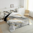 thumbnail image 3 of Manfei Aesthetic Marble Queen Comforter Set,Luxury Style Bedding Sets,Gold Gray White Bedding Comforter Set For Teens,Breathable Bedroom Decor Reversible,3-Piece, 3 of 8