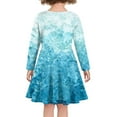 thumbnail image 3 of FKELYI Christmas Snowflake Long Sleeve Dresses Size 7-8 Blue Dresses for Girls Knee Length Stretchy Hoilday Long Sleeve Dresses for Teen Girls, 3 of 4