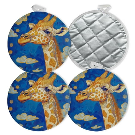 

4 PCS Pot Holders for Kitchen Potholders Sets with Hook for Oven Cooking Baking Swirling - Sky Giraffe In Starry - Night Style