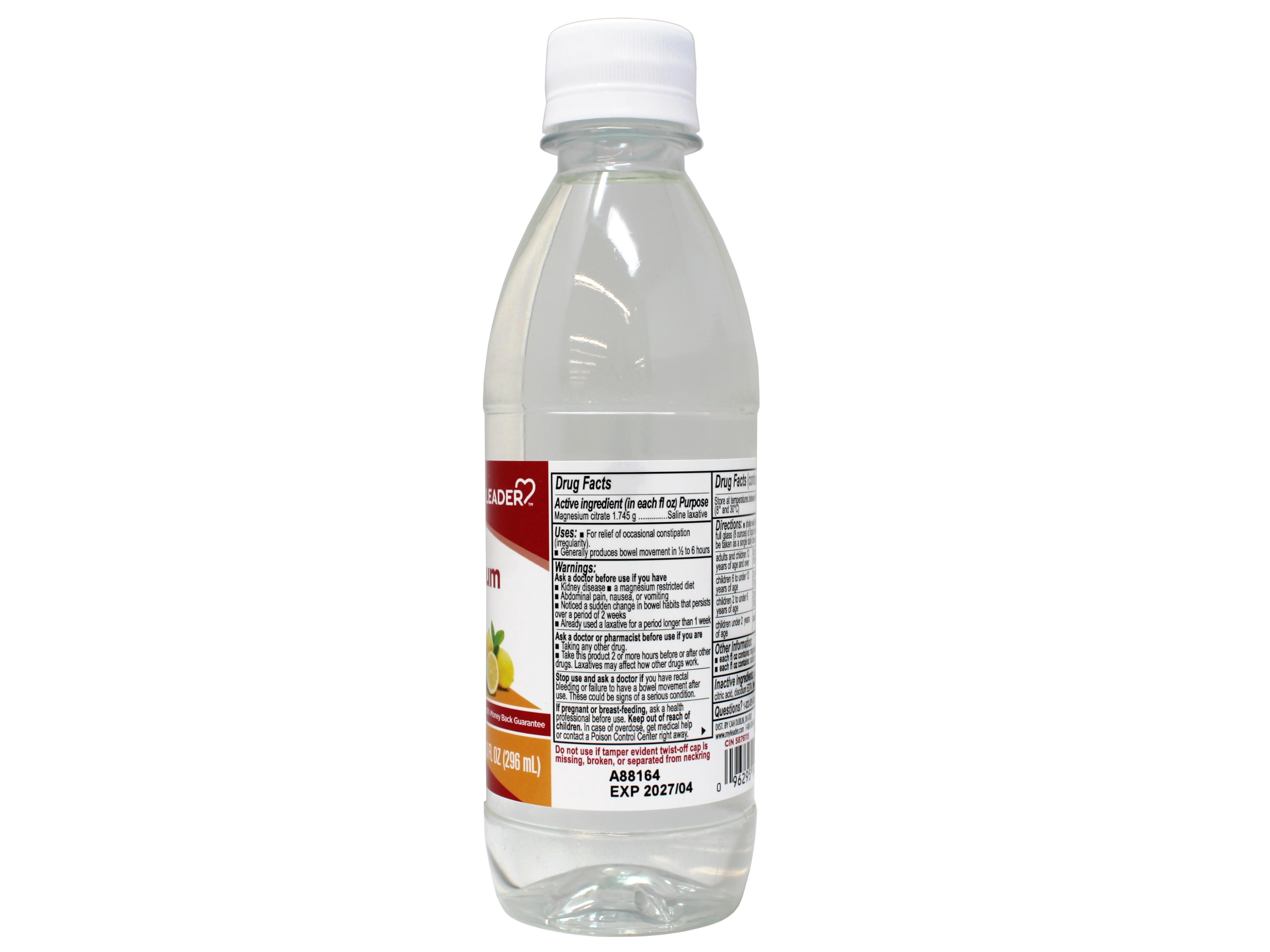 6 Pack - Leader Magnesium Citrate Saline Laxative, Sugar-Free, Lemon Flavor, 10 FL OZ