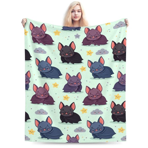Bat Throw Blanket, Soft Cozy Flannel Blanket, Bat Design Blanket Gift for Party, Sofa, Couch, Bed, Halloween Home Decor 50x40