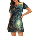 thumbnail image 1 of Fotbe Enchanted Forest Skull Path Bata de Dormir para Mujer con Estampado, Camisón de Algodón de Manga Corta, Ropa de Dormir Casual, 1 of 6