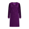 thumbnail image 6 of Ygbgbb Women’s Velvet Cowl Neck Mini Dress Casual Long Sleeve Sequin Tunic Tops Sparkly Party Cocktail Dresses 2026 Outfits Purple XL, 6 of 8