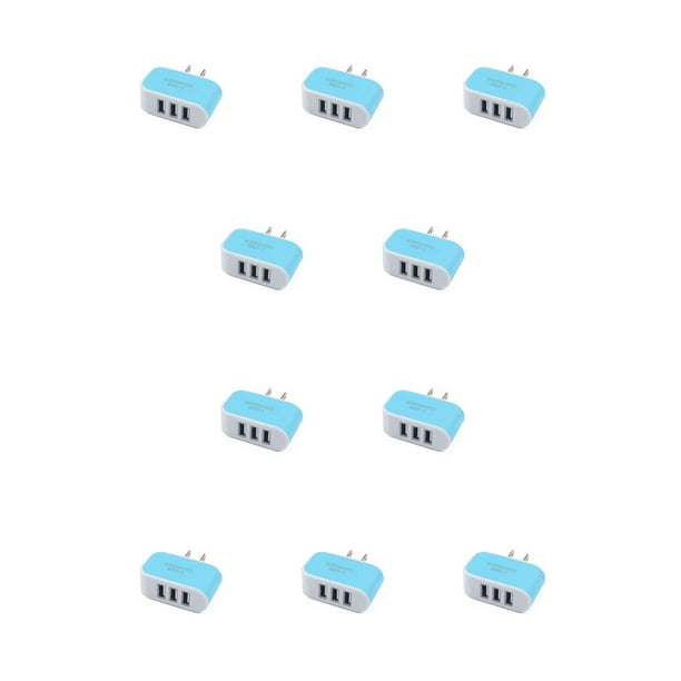 Cateissary 2019 nuevo 1PC Universal 3 puertos USB teléfono móvil UE/EE. UU. de enchufe adaptador de de pared de viaje Azul 10piezas