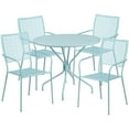 thumbnail image 2 of Flash Furniture Commercial Grade 35.25" Round Sky Blue Indoor-Outdoor Steel Patio Table Set with 4 Square Back Chairs, 2 of 5