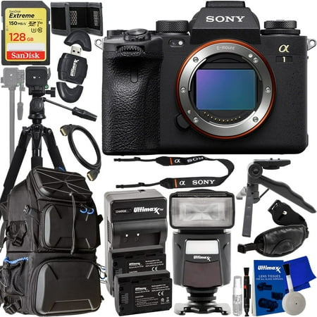 Image of Ultimaxx Advanced Sony a1 (Alpha 1 -Body Only) Bundle - Includes: 128GB Extreme SDXC 2x Replacement Batteries 2-in-1 Lightweight 80” Tripod/Monopod Hard-Shell Backpack & Much More (26pc Bundle)