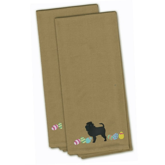 Affenpinscher Easter Tan Embroidered Towel Set of 2
