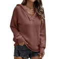 thumbnail image 2 of Vedolay Cute Tops for Women 2023 Long Lantern Sleeve Halter Neck Cutout Knit Pullover Sweater,Pink L, 2 of 5