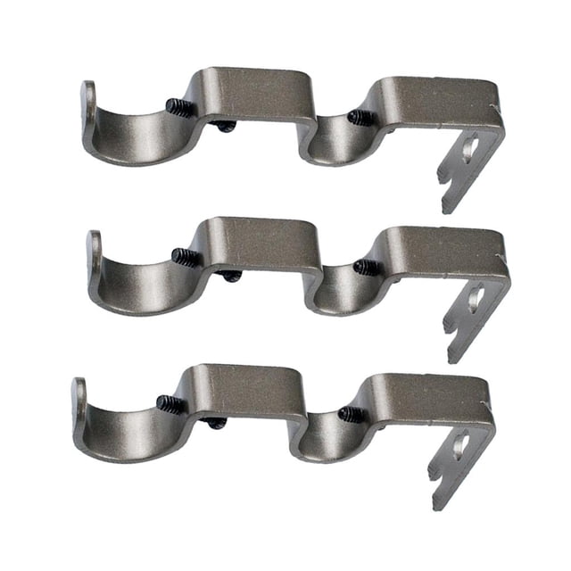 Juego de 3 piezas de Soportes colgantes Para pared Zulema gris Soportes de barra de cortina doble
