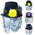 thumbnail image 3 of Xfvqtps LED Elegant Magicians Hat with Lace Flower for Unisex Emit Light Fashion Accessory Stylish Lady Panama Hats Yellow, 3 of 3