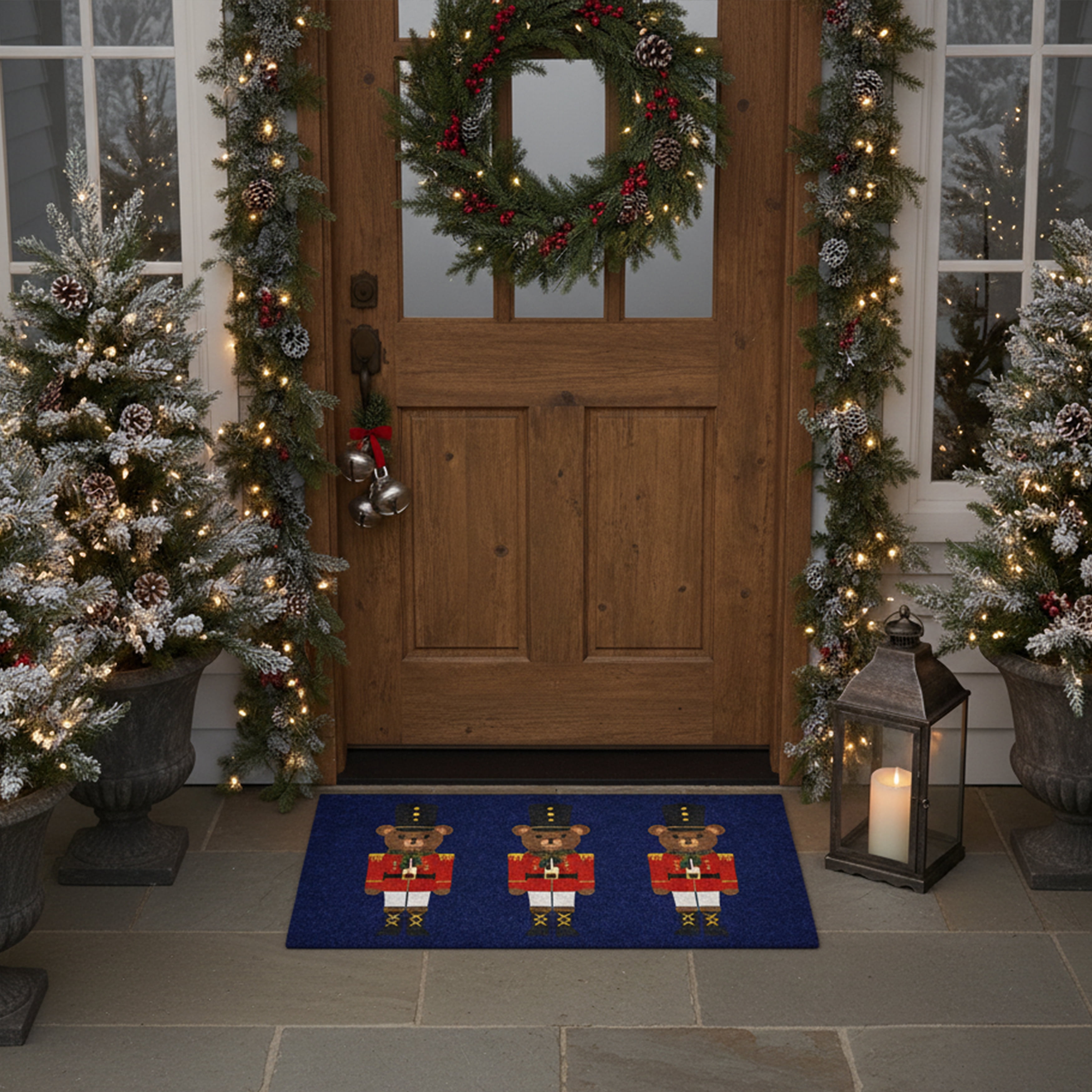 Calloway Mills 117811729 Christmas Bear in Blue Doormat 17" x 29"