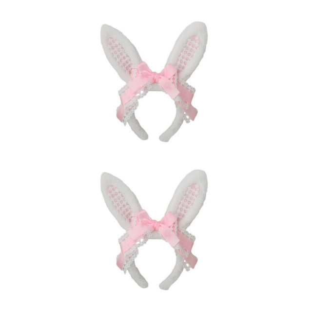 Maytalsory Comfortable Hairband For Girls Hair Accessories Collection Durable Bunny Ears Pink 2Set