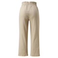 thumbnail image 4 of Awxnjux Flowy Pants For Women Womens Linen Pants High Waisted Wide Leg Drawstring Casual Loose Ankle Length Trousers With Pockets (Khaki,S), 4 of 5
