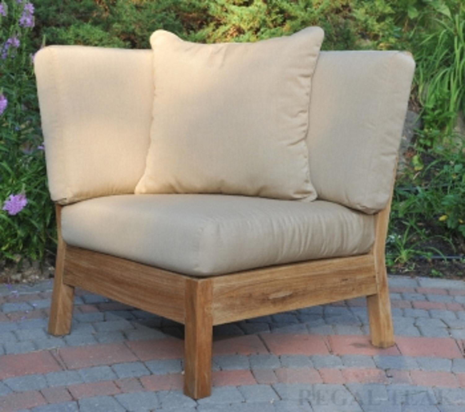 35" Natural Teak Deep Seating Outdoor Sectional Corner w/ Brick Color Cushions - Walmart.com ...