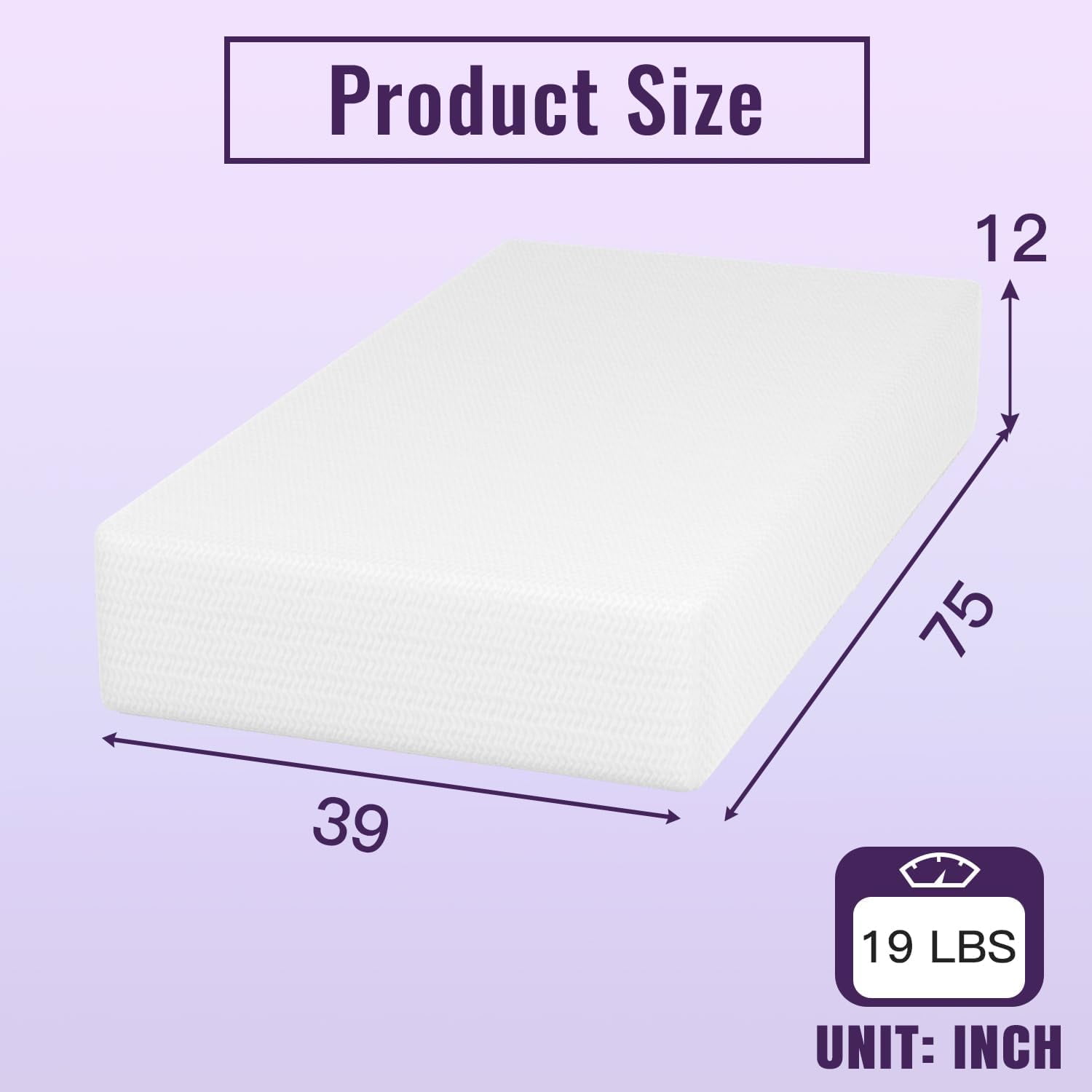 PayLessHere 12 Inch Bamboo Charcoal Cooling Gel Memory Foam Mattress in a Box,White,Twin