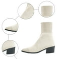 thumbnail image 7 of Stretch Ankle Boots for Women Pointed Toe Stacked Heel Knit Sock Booties Casual Dressu Fall Chelsea Boots, 7 of 7