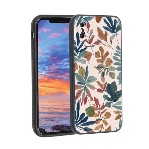 Leaves-184 Phone Case, Degined for iPhone X Case Men Women, Flexible Silicone Shockproof Case for iPhone X