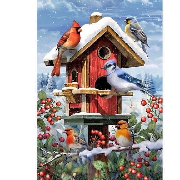 Briarwood Lane Winter Garden Flag 12x18 For Outdoor Winter Birdhouse Gathering For Winter Garden Flag Flags For Outside