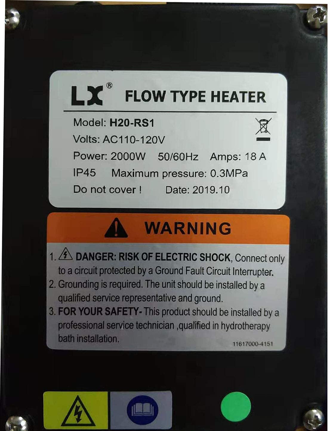 LX H20-Rs1 heater 2kw with adjustable thermostat for bathtub&pool spa tub heater 