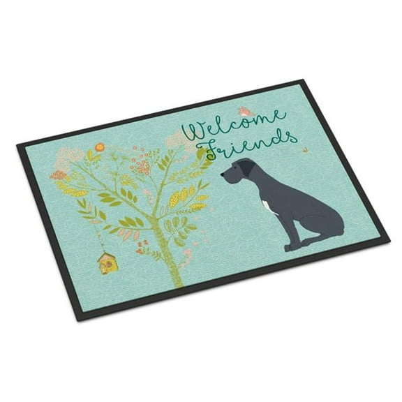 Carolines Treasures  Welcome Friends Black Great Dane Indoor or Outdoor Mat, 18 x 27 in.