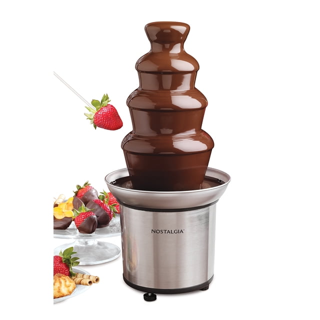 Chocolate Fondue Fountain Nostalgia, 4 niveles, 950 ml, acero inoxidable