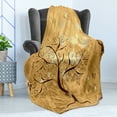 thumbnail image 4 of Tree Soft Flannel Fleece Throw Blanket, Grunge Style Composition with Swirled Branches and Butterfly Silhouettes, Cozy Plush for Indoor and Outdoor Use, 70" x 90", Brown and Pale Brown, by Ambesonne, 4 of 5