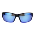 thumbnail image 2 of Mens Xloop Classic 2-tone Rectangle Warparound Sport Plastic Sunglasses Black Blue Mirror, 2 of 4