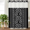 thumbnail image 3 of Black Boho Geometric No Hook Shower Curtain Waterproof, Bathroom Curtains with Snap in Liners and See Through Top Window, Vintage Southwestern Stripes Hotel Style Bathtub Curtains Shower 72"Wx96"L, 3 of 8