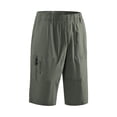 thumbnail image 2 of DODADAWANJ Capris Pants for Men Below Knee Cotton Casual 3/4 Capri Pant Big and Tall Wide Leg Elastic Waist Hiking Sports Long Shorts with Pockets Army Green XXXXXL, 2 of 7