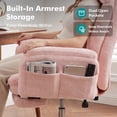 thumbnail image 6 of Genpo Cross Legged Office Chair, Criss Cross Desk Chair with Wheels, Pink Teddy Fleece Big and Tall Reclining Office Chair 500lbs with Foot Rest, Reversible Armrests & Wide Seat, 6 of 6