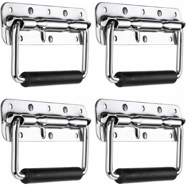 Jinsinto Spring Recessed Handle Chest Handle Stainless Steel Folding Spring With Handle Stainless Steel Cash Box Pull Handles Stainless Steel Folding Cash Box Handles Lifting Handle Box Tool