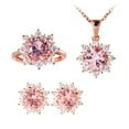 thumbnail image 2 of Ayyufe Women Cubic Zirconia Snowflake Pendant Necklace Stud Earrings Ring Set, 2 of 7