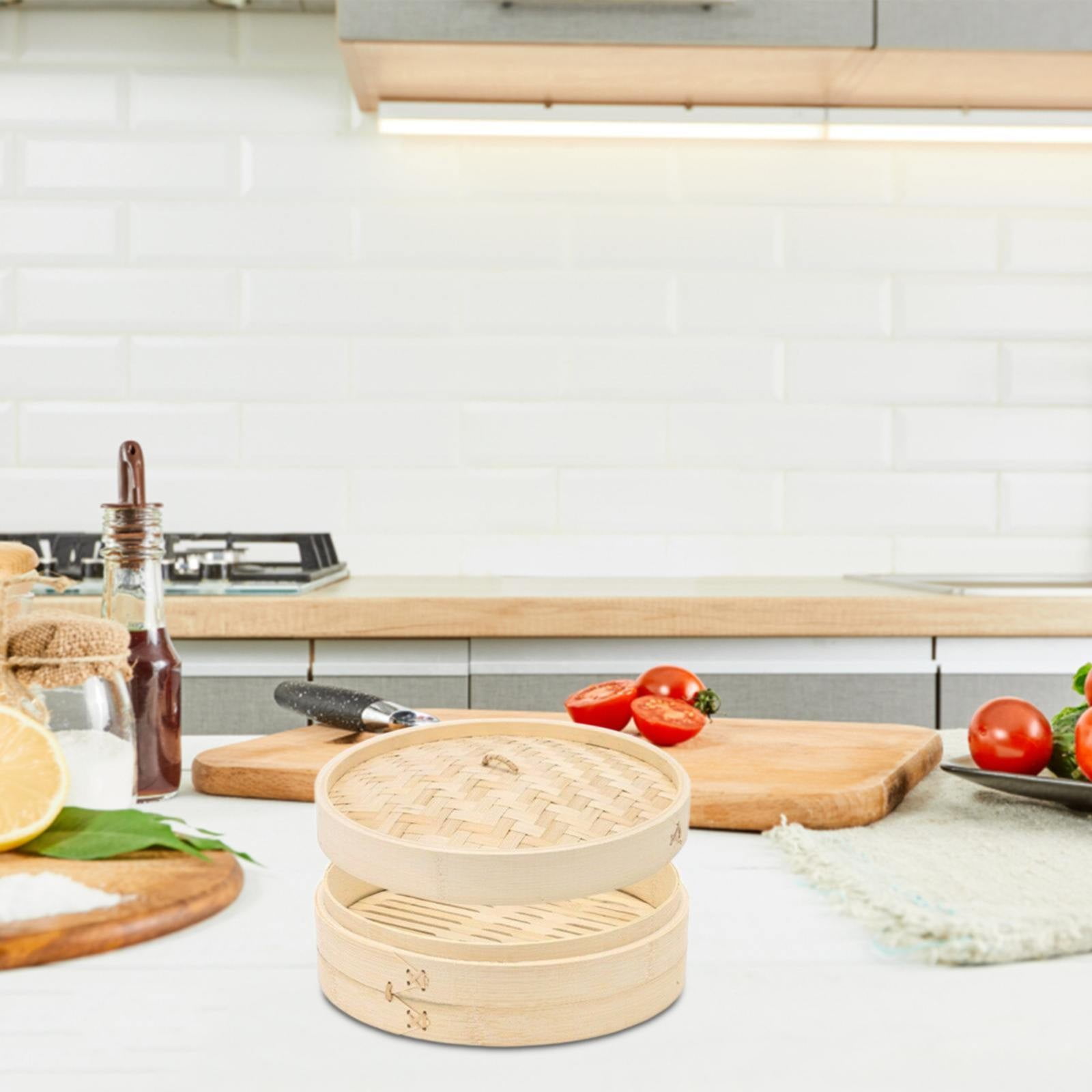 XKHZJL Bamboo Steamer Basket | Steamer for Cooking | Small Instant Steaming Cookware Asian Food, Bao Buns, Chinese, Dim Sum, Dumpling, Rice, Vegetable Steam Pot