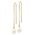 thumbnail image 6 of 14K Yellow Gold 7-8mm White Rice Fw Cultured Pearl Box Chain Necklace Threader Earrings, 6 of 7