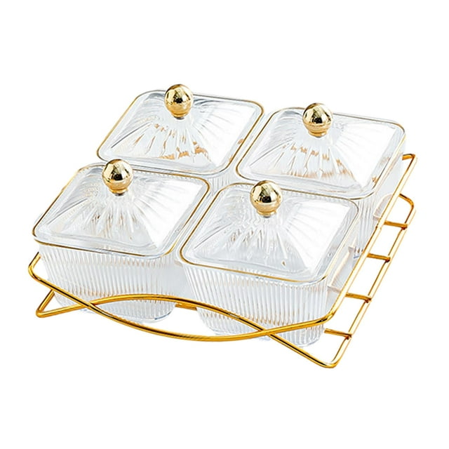 Lipstore 4 Bols de Service pour Collations avec Couvercle Pot à Biscuits pour Apéritif Fête Biscuits Sucrés Transparent