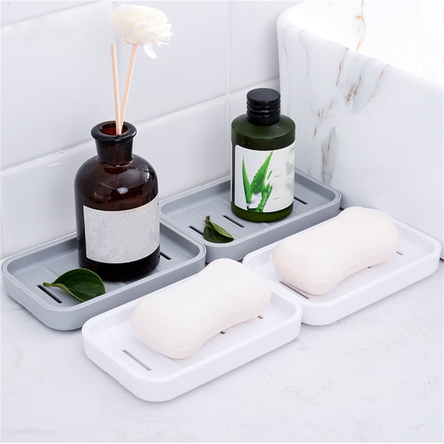 Jabonera de Doble Capa con Bandeja de Drenaje (Paquete de 2) | Jabonera de Plástico para Baño y Cocina | Jabonera Portátil para Ducha, Jabón En Barra y Accesorios