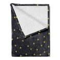 thumbnail image 2 of Night Sky Soft Flannel Fleece Throw Blanket, Hand Drawn Style Yellow Stars and White Dots Celestial Midnight, Cozy Plush for Indoor and Outdoor Use, 70" x 90", Yellow White, by Ambesonne, 2 of 5