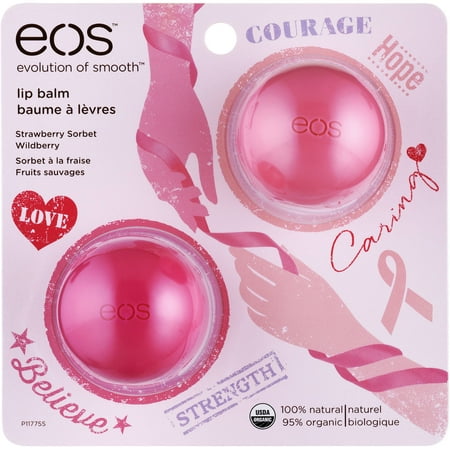 eos Evolution of Smooth Strawberry Sorbet/Wildberry Lip Balms, 2 count