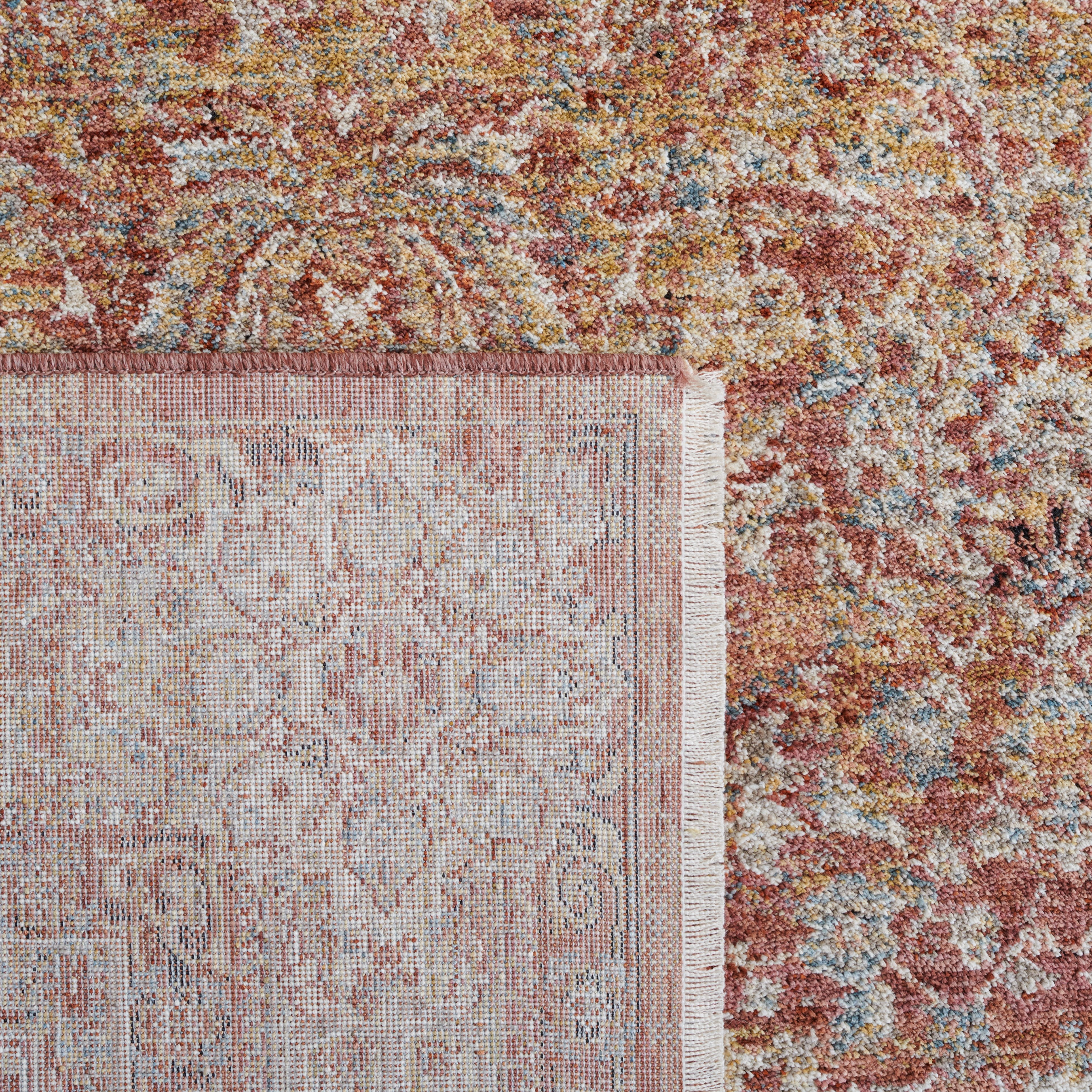 SAFAVIEH Valencia Maria Oriental Polyester Area Rug, Rust/Teal, 4' x 6'2"