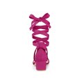 thumbnail image 2 of BLISSFUL STEP Women's Opened Toe Block Heel Lace up Dress Sandals Hot Pink 8.5, 2 of 7