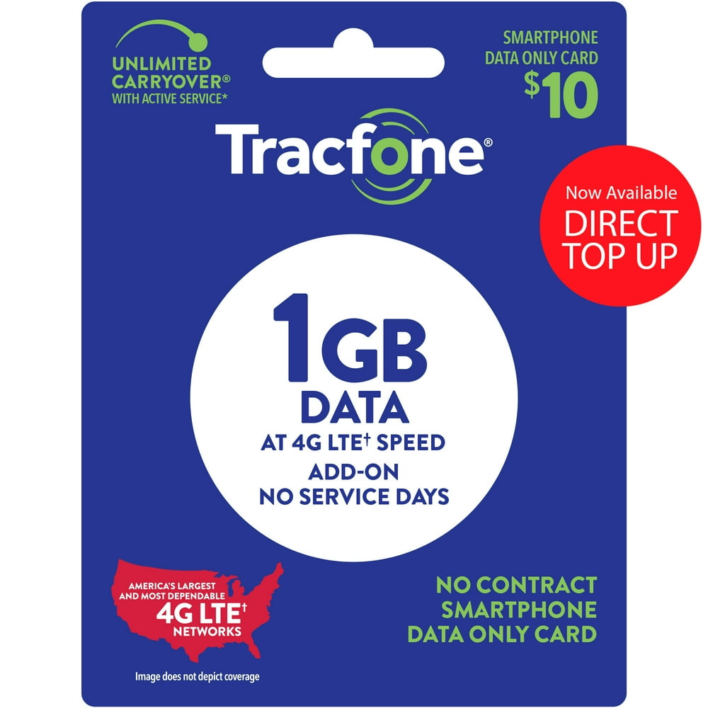 Tracfone 10 Data Only Prepaid Plan (1GB) Direct Top Up