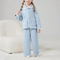 thumbnail image 4 of Cethrio Kids Girls Fleece Pajama Sets, Button Down Collar Comfy Warm Fall Winter Girls' Sleepwear Blue Size 6, 4 of 6