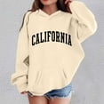 thumbnail image 2 of Telankuip Oversized Hoodies for Girls Trendy California Letter Printed Pullover Hooded Sweatshirts Long Sleeve Casual Loose Drawstring Pullover Tops Kid's Workout Preppy Style Beige 4-5 Years, 2 of 4