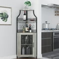 thumbnail image 1 of AKDSteel Farmhouse Wine Bar Corner Cabinet with Storage, Small Buffet Sideboard with Detachable Rack and Buffet Mesh Door, Glass Rack, Liquor Coffee Bar Cupboard for Kitchen, Dining Room, 1 of 7